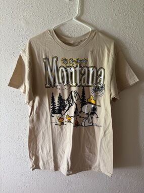 Peanuts Montana Big Sky Country Snoopy Tee - Cream, Black, Yellow